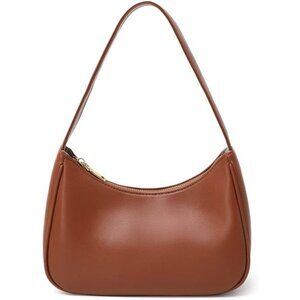 Women’s Brown Cute Hobo Tote Handbag Mini Clutch Purse with Zipper Closure